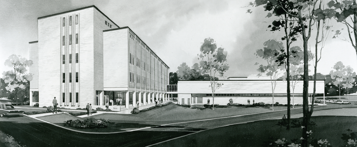 Photo of 1965 rendering for the Swan Technical Arts Building