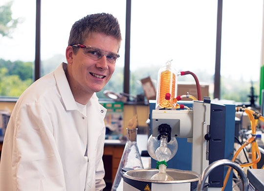 2017 Student Research Fellowship student participant Joseph Kohane in pharmacy lab.